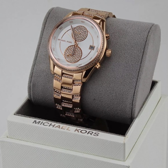 Michael Kors Accessories - Michael Kors rose gold briar pave crystals watch