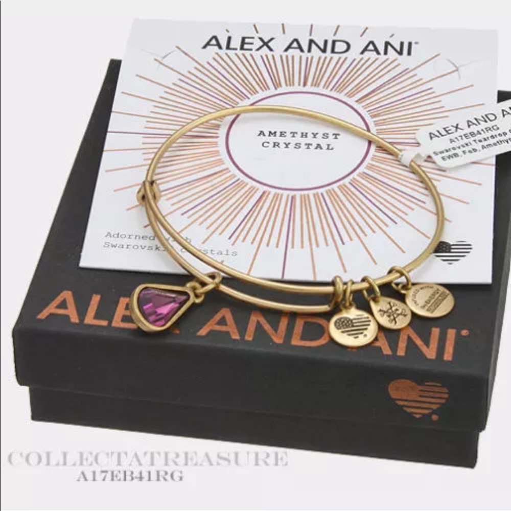 💕ALEX AND ANI February Teardrop Raf Gold Bangle💕