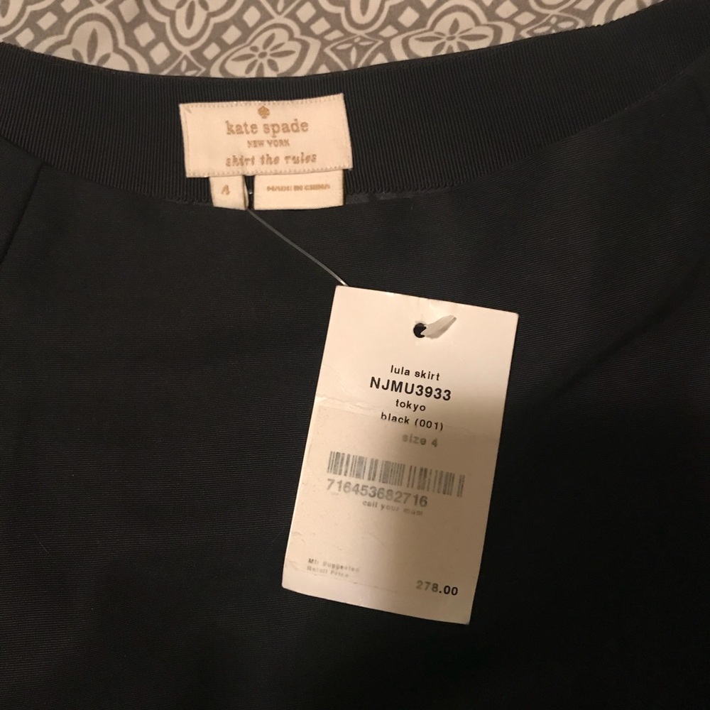 Kate Spade Lula Skirt / sz 4 / Black / NWT