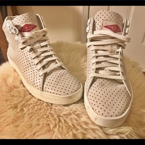 Rag and Bone Cream Perforated Leather Sneakers