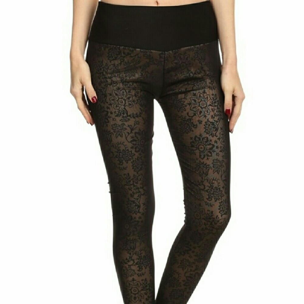 SOLD OUT Floral Mesh Fur Lined Winter Leggings