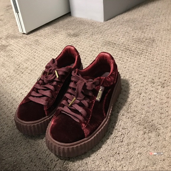 burgundy suede pumas rihanna