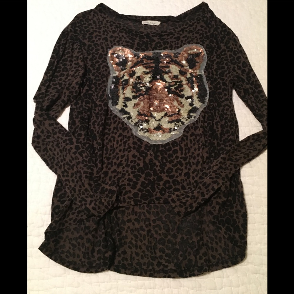 Black Brad sequined tiger long sleeved shirt.