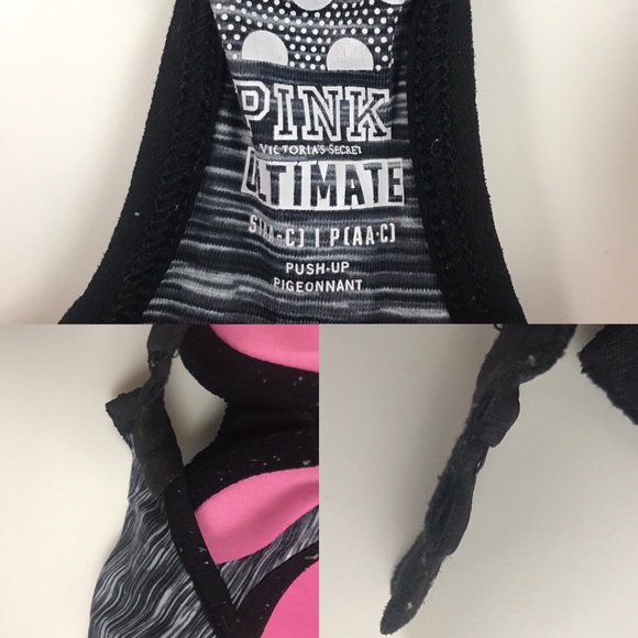PINK VS Sports Bra Ultimate Pushup Small AA-C Gray - Picture 3 of 8