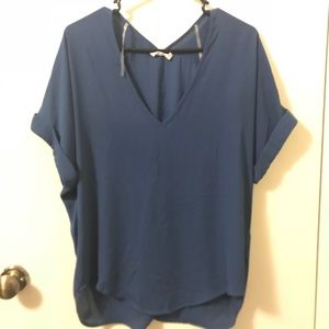 Blue blouse.