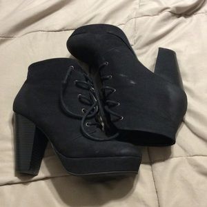 Black lace up booties