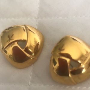 Monet Designer Pierced Gold Earrings