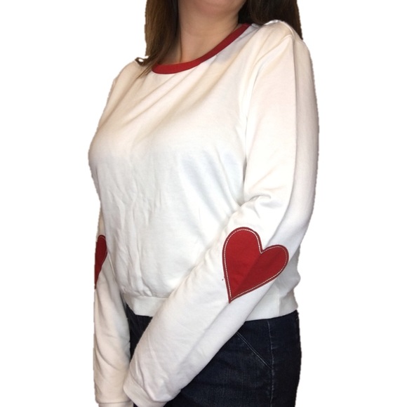 ASOS Sweaters - FINAL DROP ASOS White Sweater Heart Elbow Patches