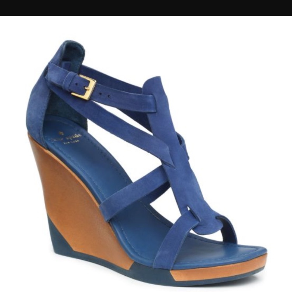 Blue Suede Kate Spade Wedge Shoe