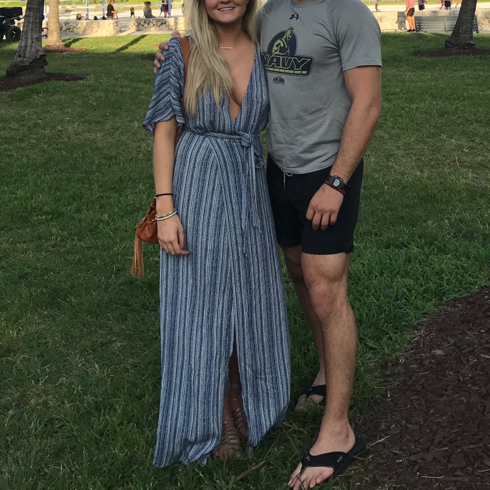 Honey punch blue maxi with romper underlay MD