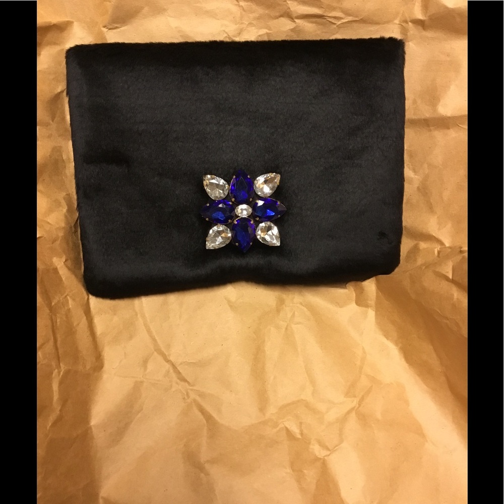 Faux Fur Jeweled Clutch
