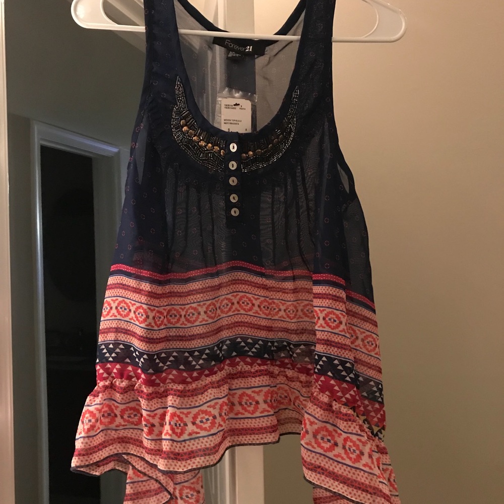 NWT flowy summery tank top with jeweled detail