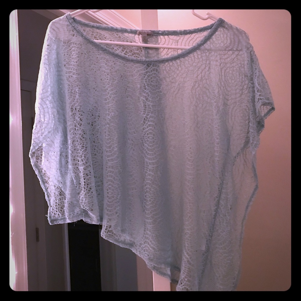 Asymmetrical sheer lace crop top