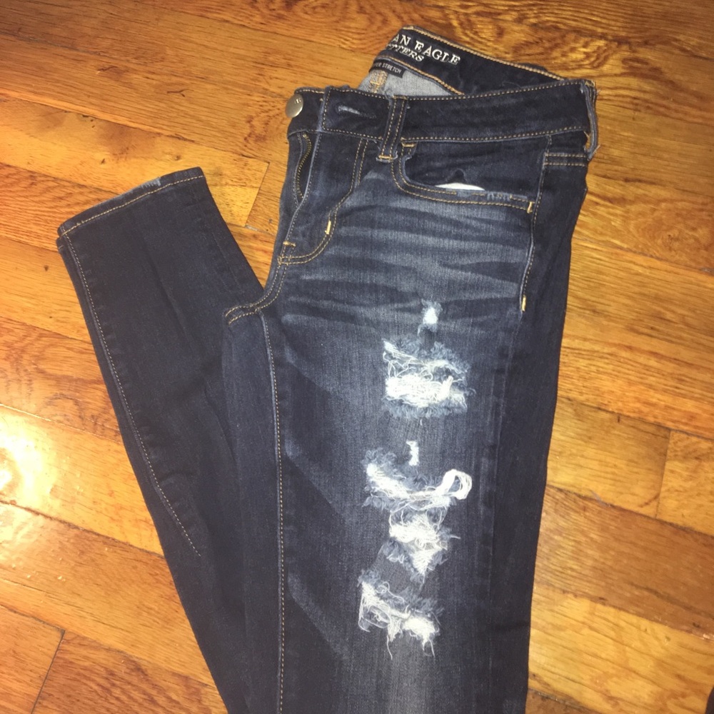 American Eagle Jeggings Dark blue ripped jeans