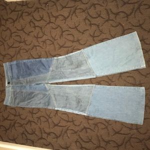 Free People Flare Patch Trendy Jeans NWOT