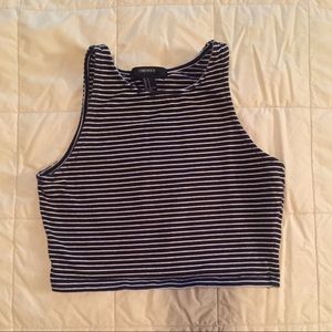 Forever 21 half tank top in black & white stripes.