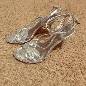 Silver  high heeled sandals