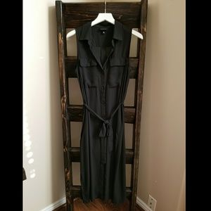 Black Mid Length Button Front Dress