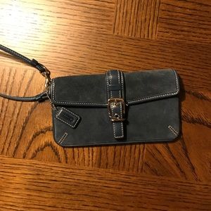 Coach blue suede clutch
