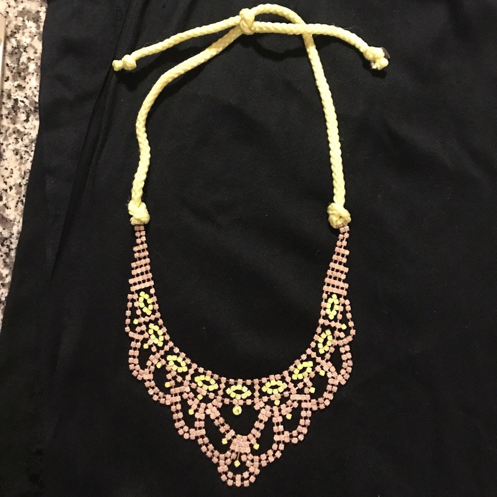 Lily Handmade Yellow Green Jeweled Necklace