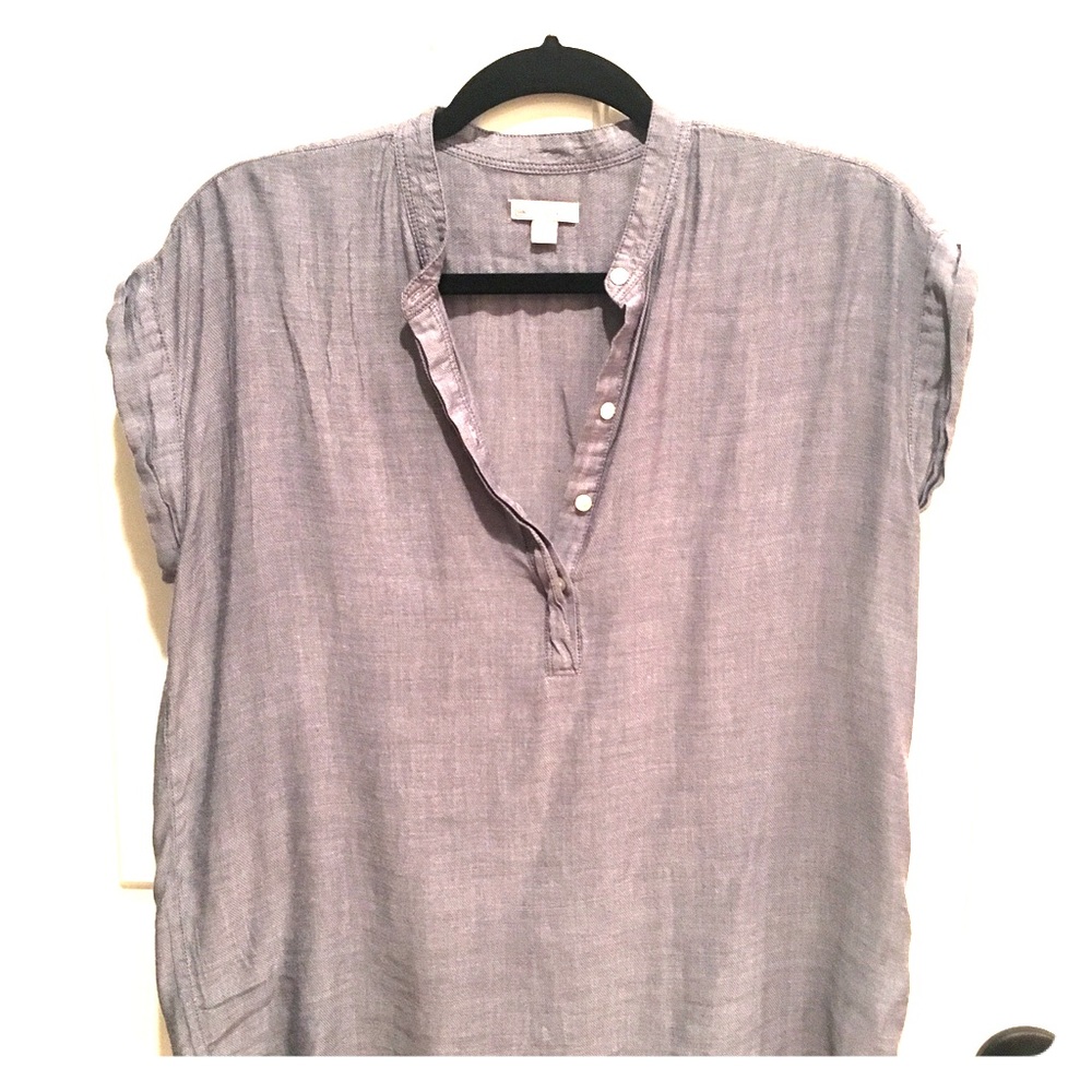 Gap grey linen cap sleeve top