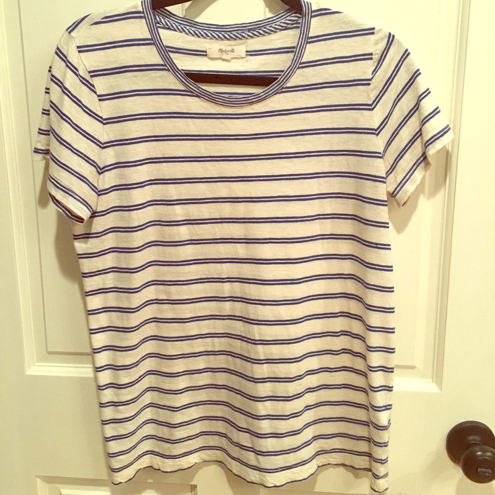 Madewell blue and white striped tee