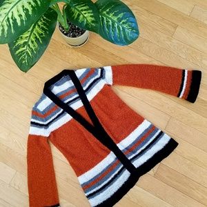 Vtg Retro Knit Bell Slv Hippie Cardigan Sweater S