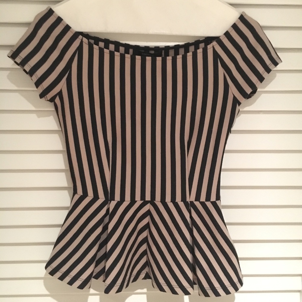 Forever21 Striped Off-the-Shoulder Peplum Top