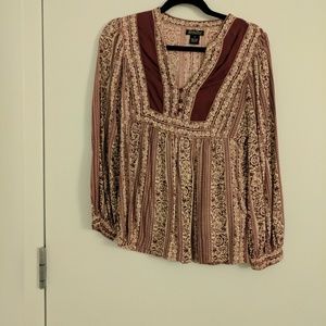 Lucky Brand red embroidered peasant blouse