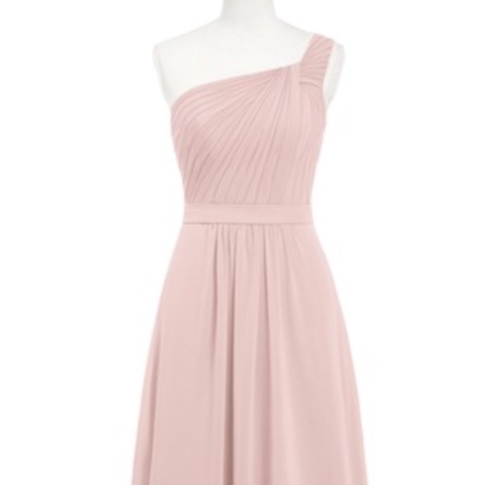 One shoulder, floor length bridesmaid dress