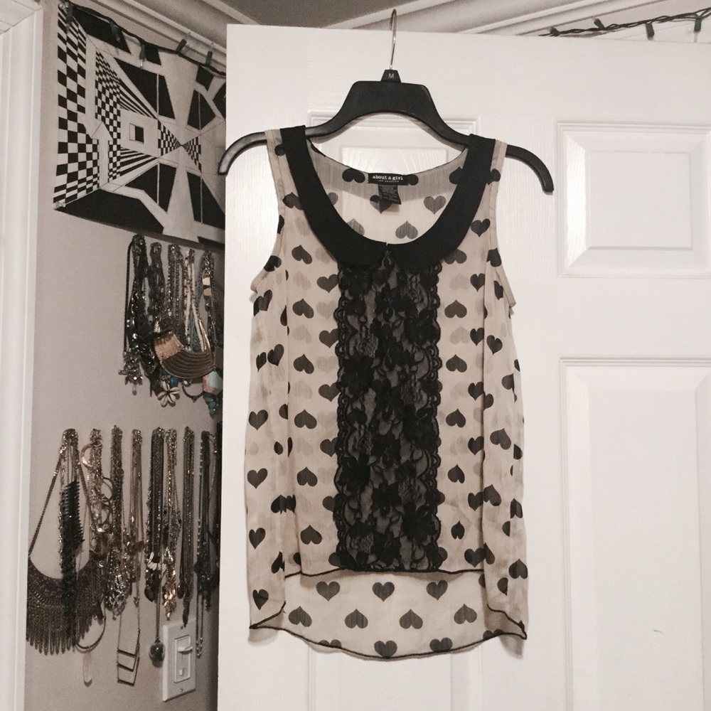 Black and White Heart Printed Top