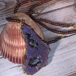 NWOT Titanium Agate Druzy Layered Necklace WS14486