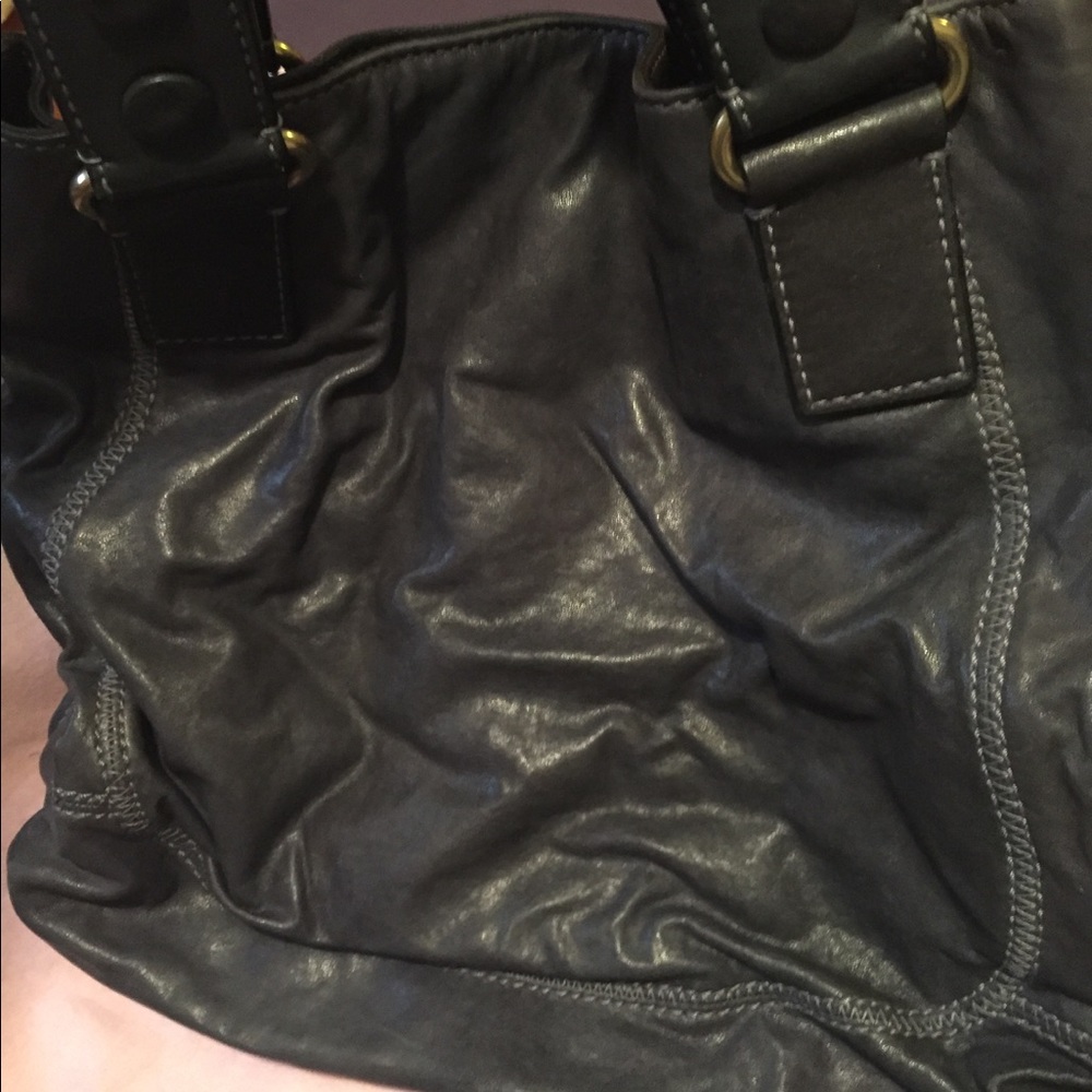 Grey leather bag