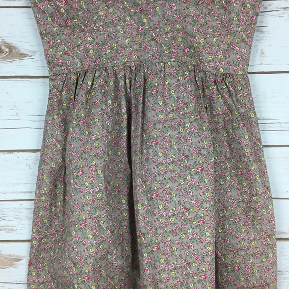 Tan flowered dress with bustier - Picture 3 of 6