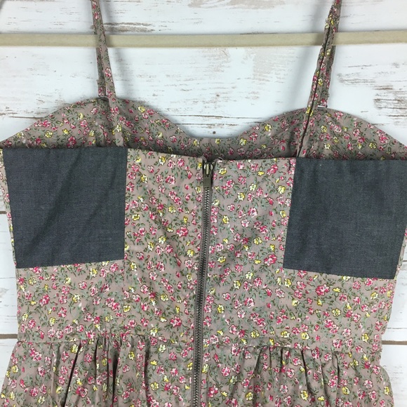 Tan flowered dress with bustier - Picture 6 of 6