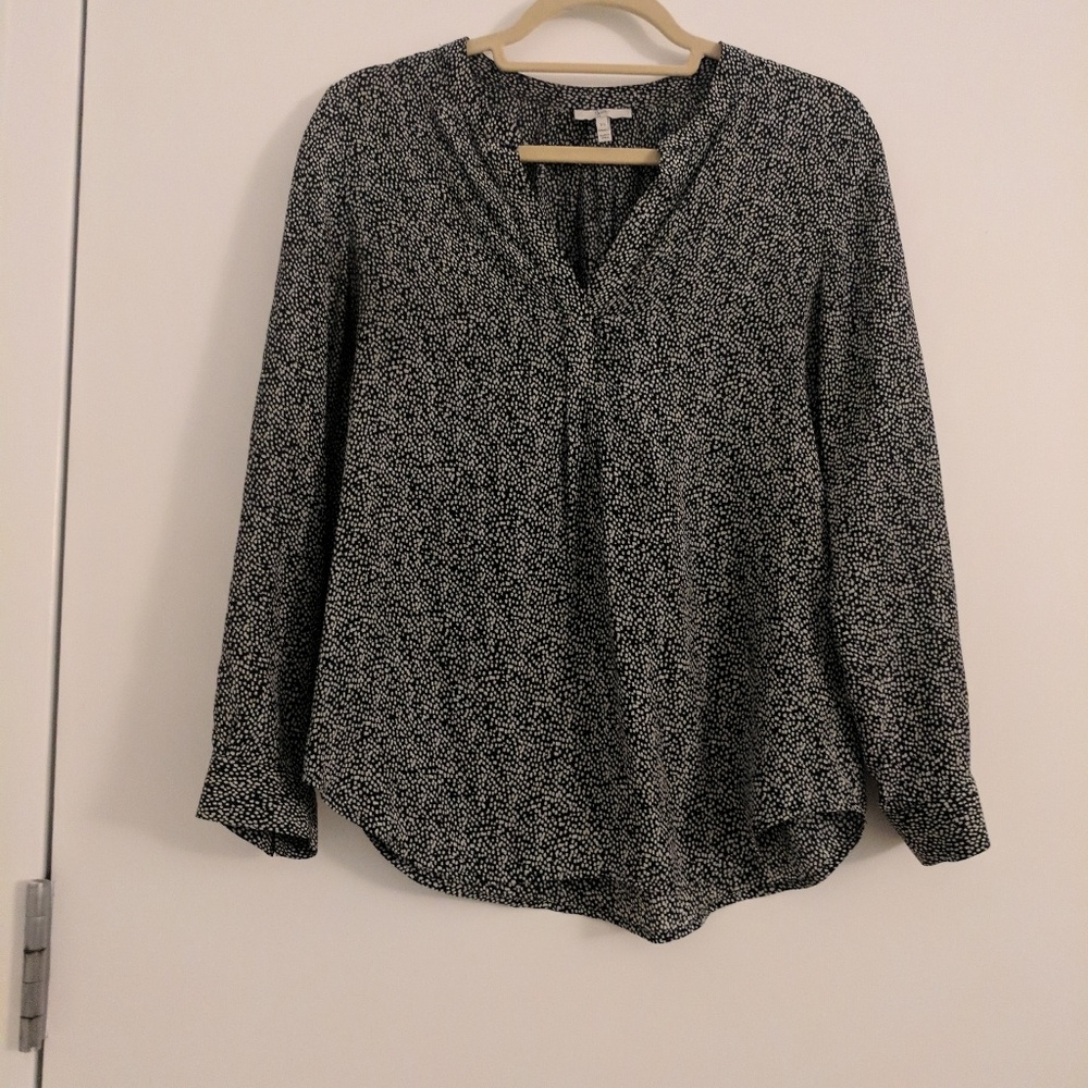 Joie black and white silk blouse