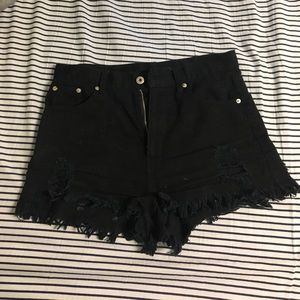 Destroyed high waisted shorts