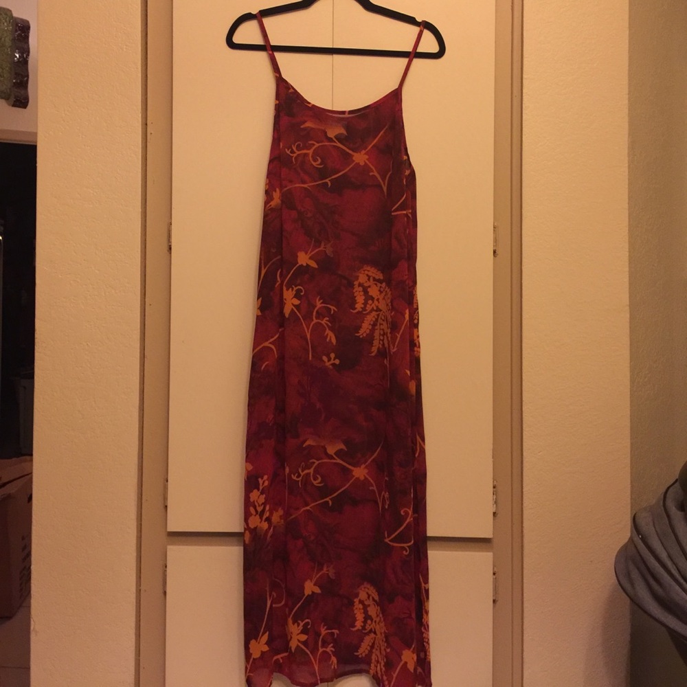 Reds w/Orange Sheer Spaghetti Strap Dress