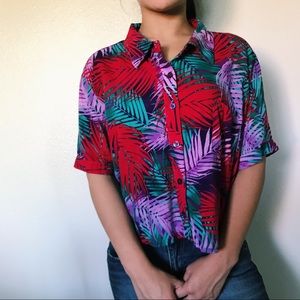 Tropical Button Up Blouse