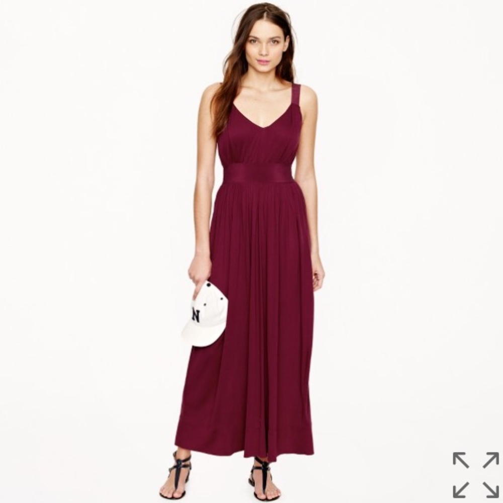 J Crew Silk Trimmed Burgundy Holiday Party Maxi 2