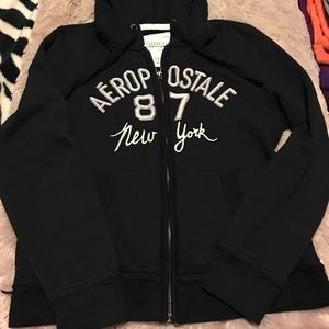 🔥PRICE ⬇️🔥Black zip up Aeropostale hoodie