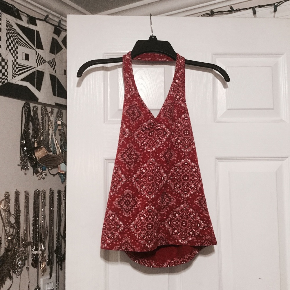 Red Bandana Print Halter Top