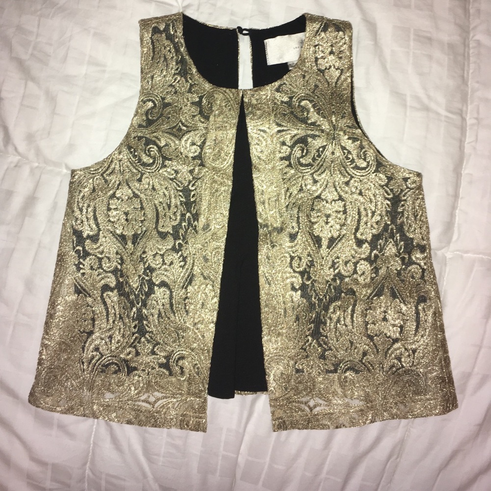 Embellish gold long crop top