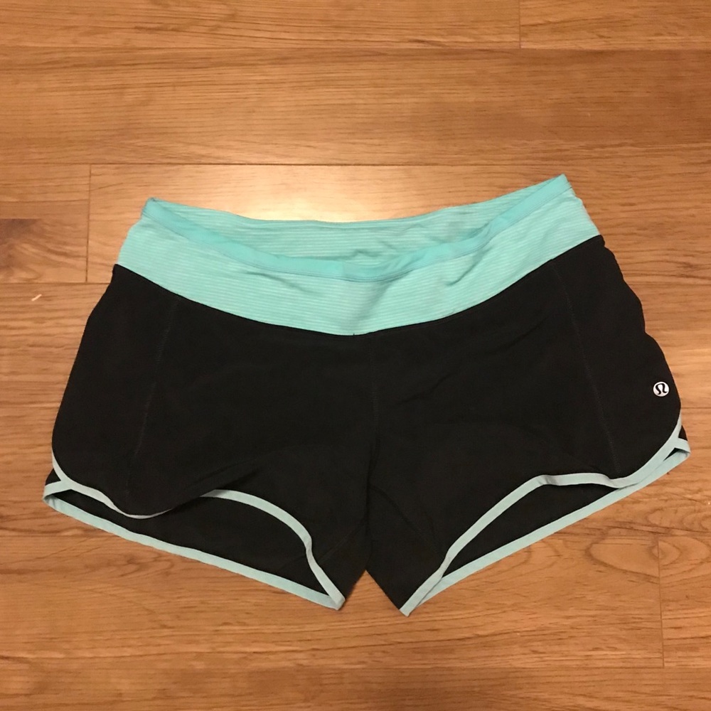Size 8 Lululemon Groovy Run Shorts Black and Teal