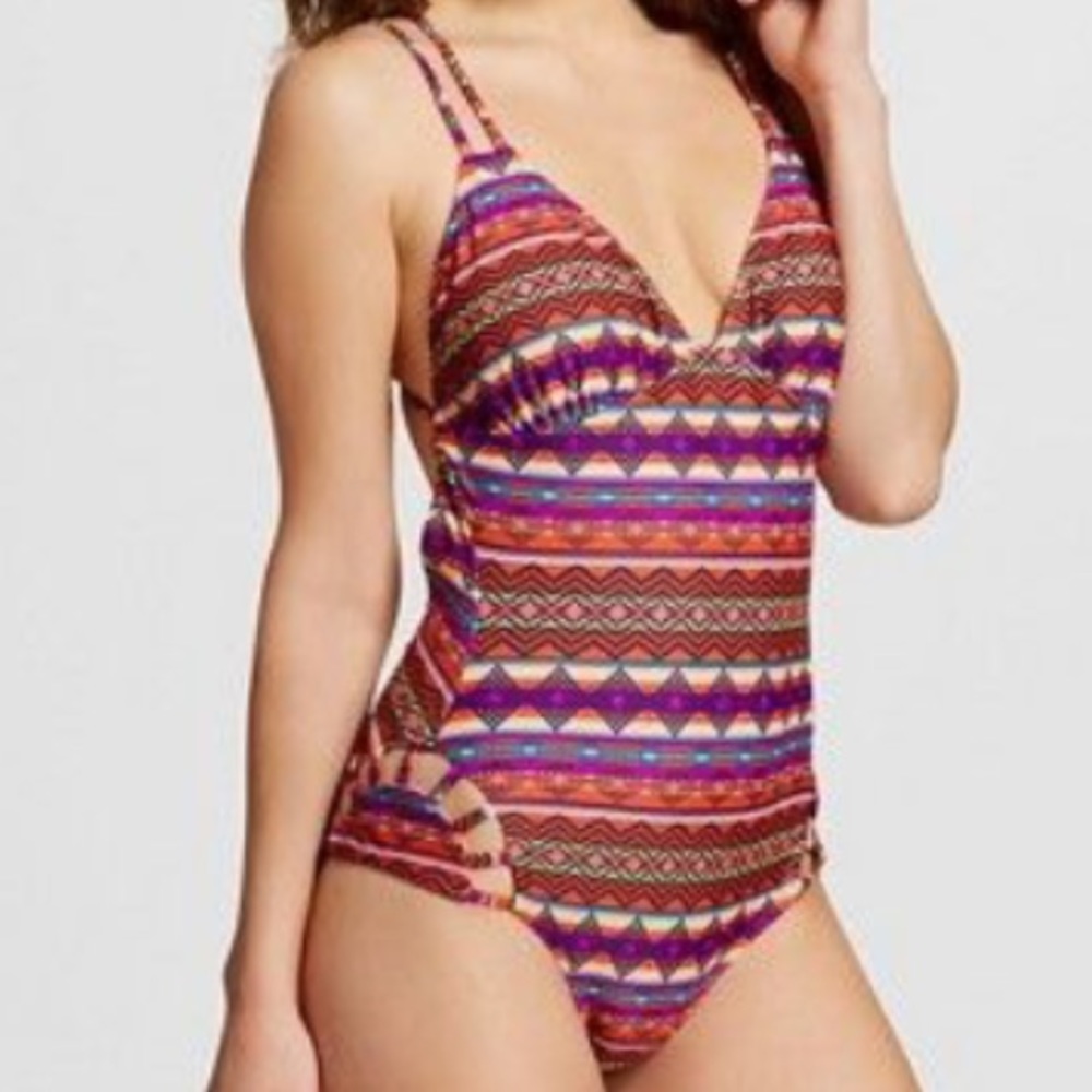 geometric Aztec print one piece bathing suit