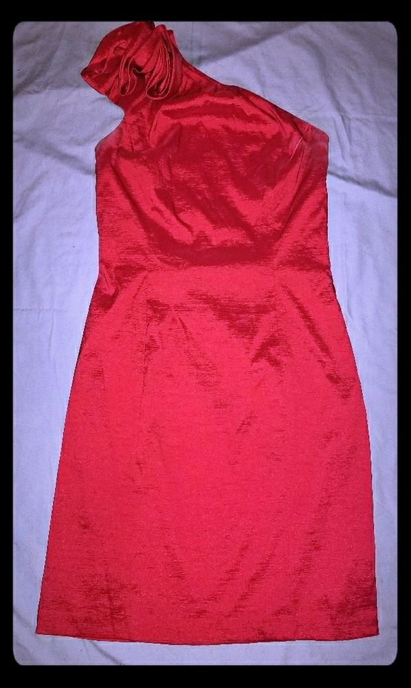 Red one shoulder cocktail party dress [SZ-8]
