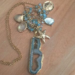 NWOT Ocean Agate Druzy Necklace – WJ756