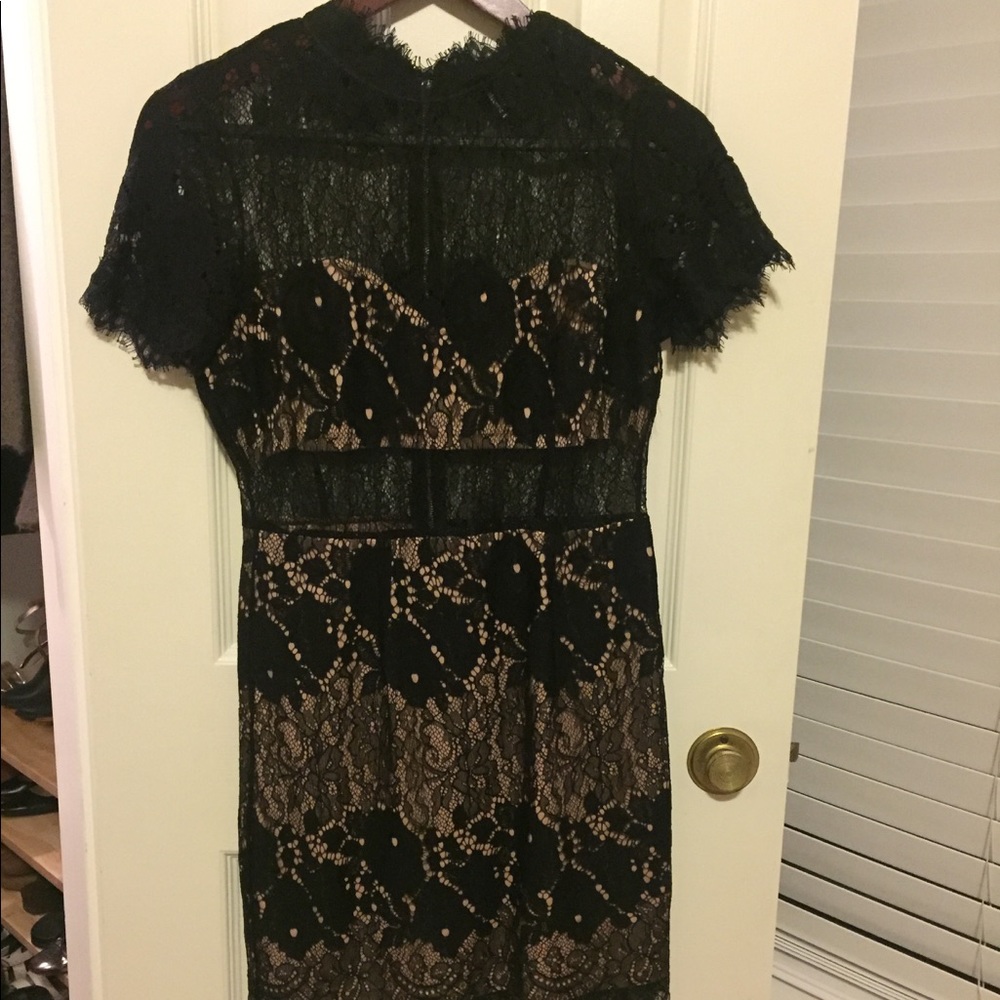 Black lace mini dress
