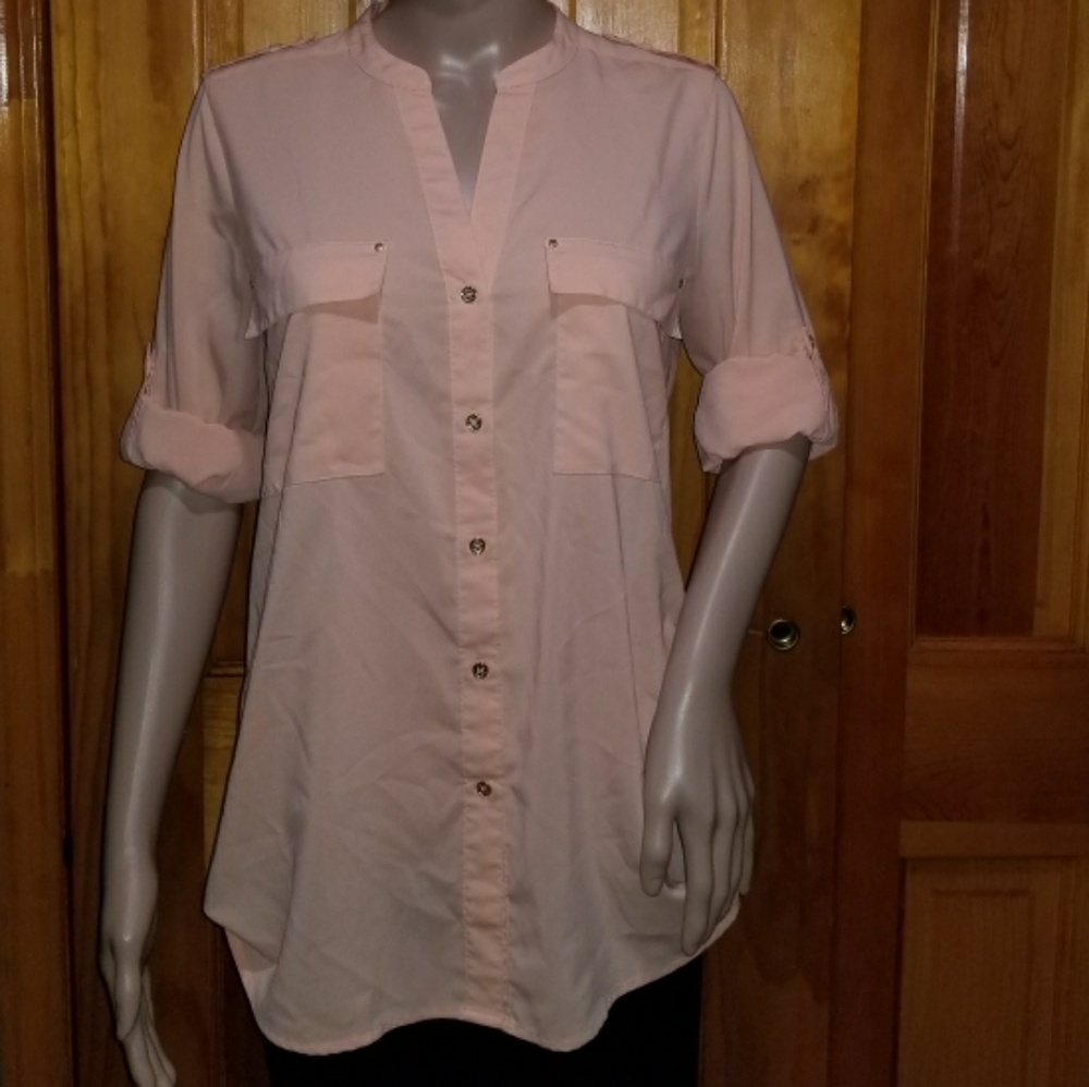 Calvin Klein Long Sleeve Blouse Peach/Pink