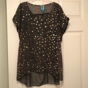 Black chiffon shirt with Gold Specs
